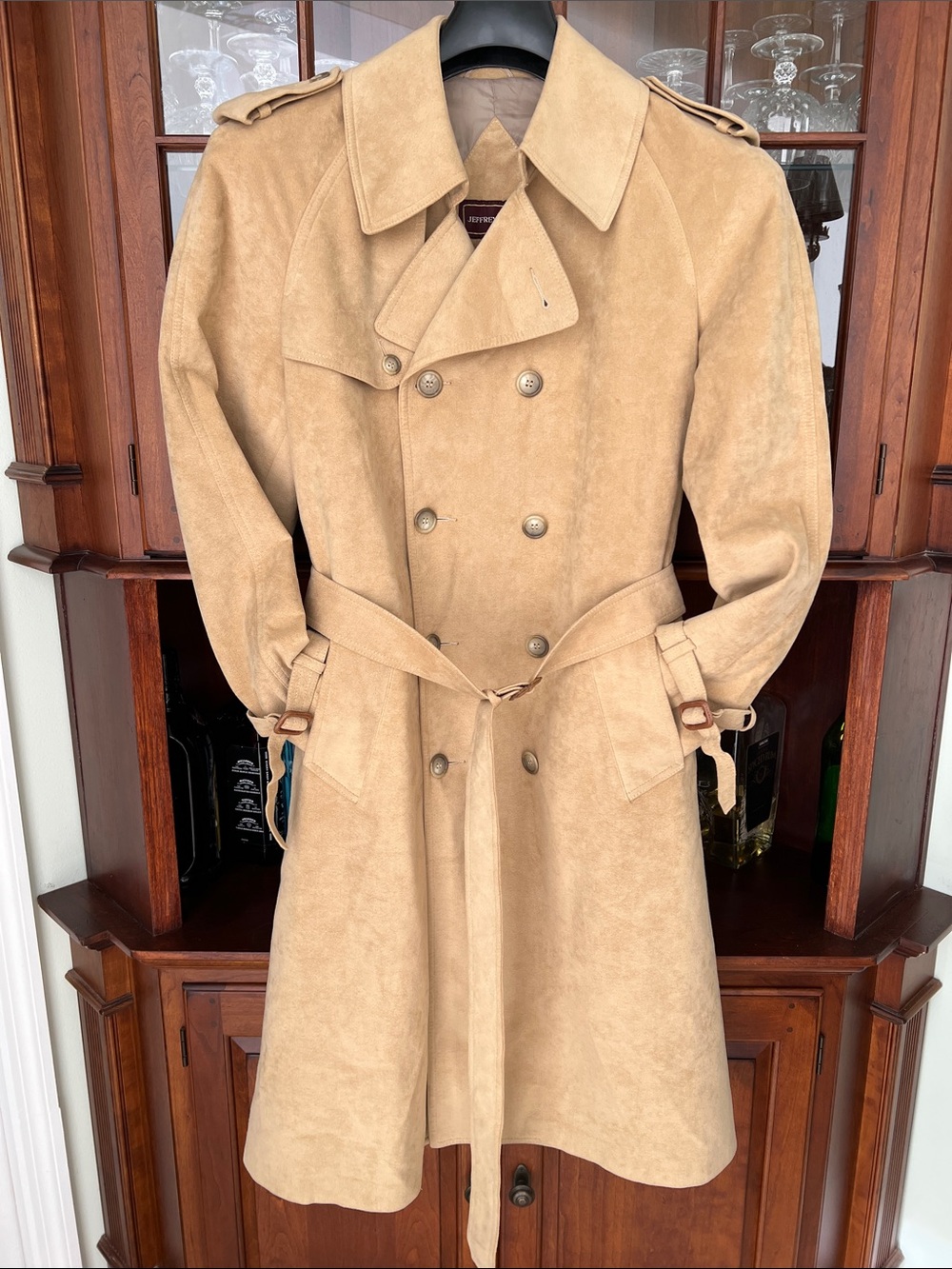 Ultra Suede Trench Coat in Tan